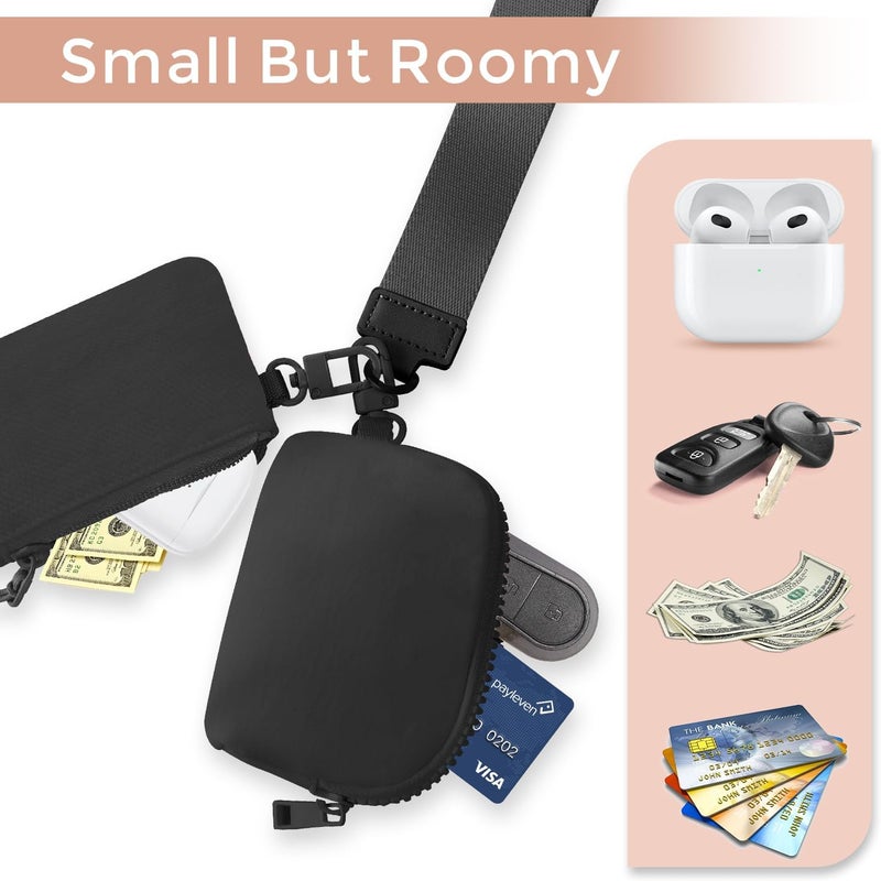 JEEBURYEE Dual Pouch Wristlet Keychain Wallets for Women with 2 Detachable Zipper Coin Purse - Small and Portable Mini Card Wallet for Women Men Black+Black - Image 3
